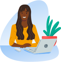 femme de couleur sur ordinateur portable