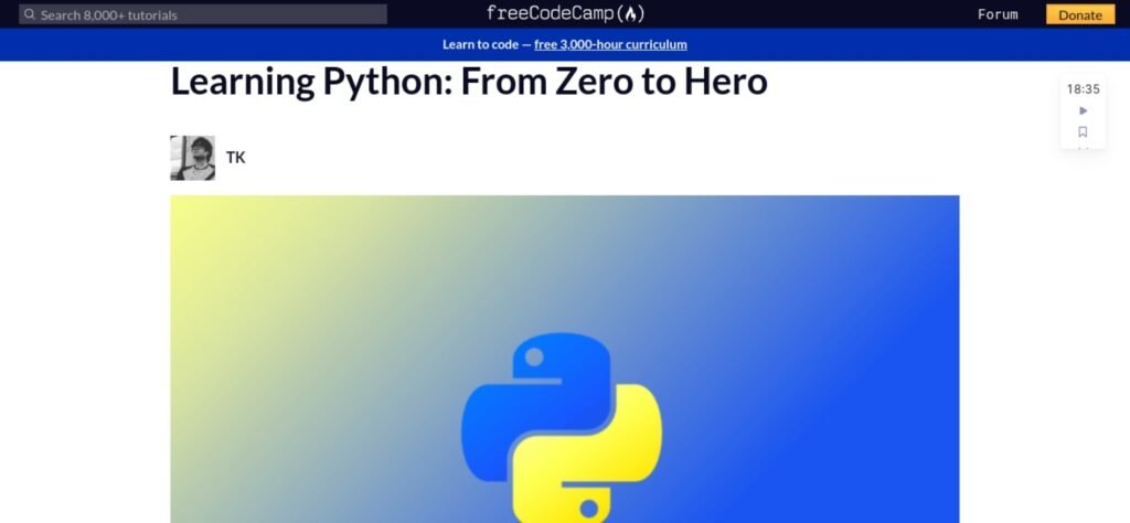 Cours Python Code Camp gratuit
